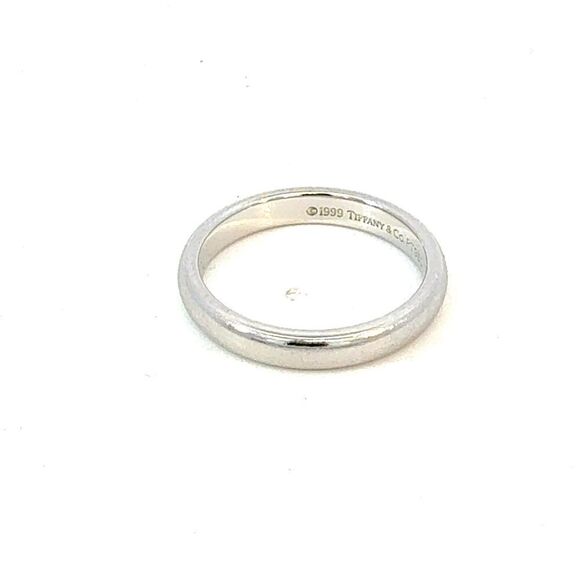 Tiffany & Co Platinum Band Ring Size 5, 3 mm Height Estate TIF924 - Picture 1 of 5
